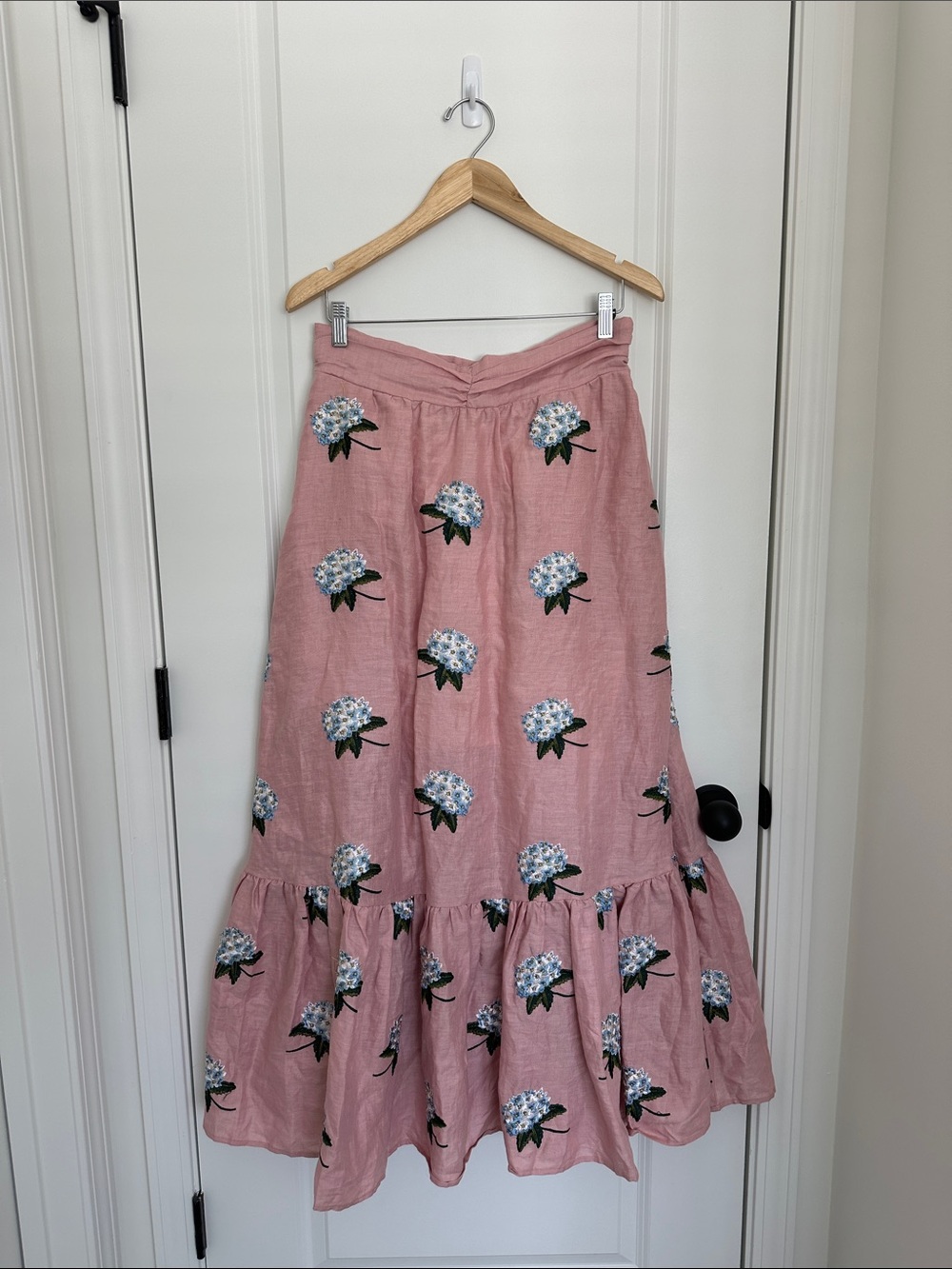 Kiel James Patrick The Hydrangea Skirt Maxi Skirt Pink/Blue Floral Embroidery 8